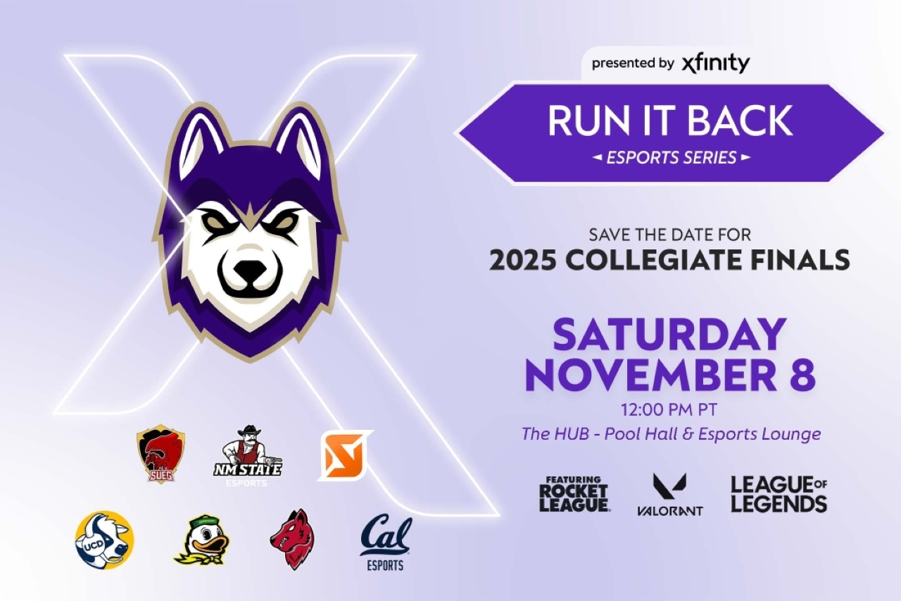 A Run It Back University of Washington husky video game logo.